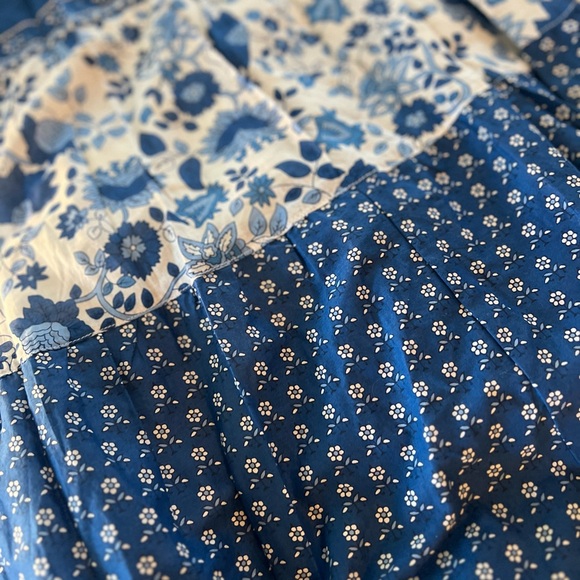 Lauren Ralph Lauren Patchwork Blue Floral Maxi Skirt  Peasant Cottagecore Cotton - Picture 8 of 11